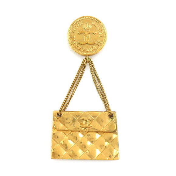 CHANEL Jewelry - CHANEL Coco Mark Bag Motif Metal Gold Brooch for Women e61345a